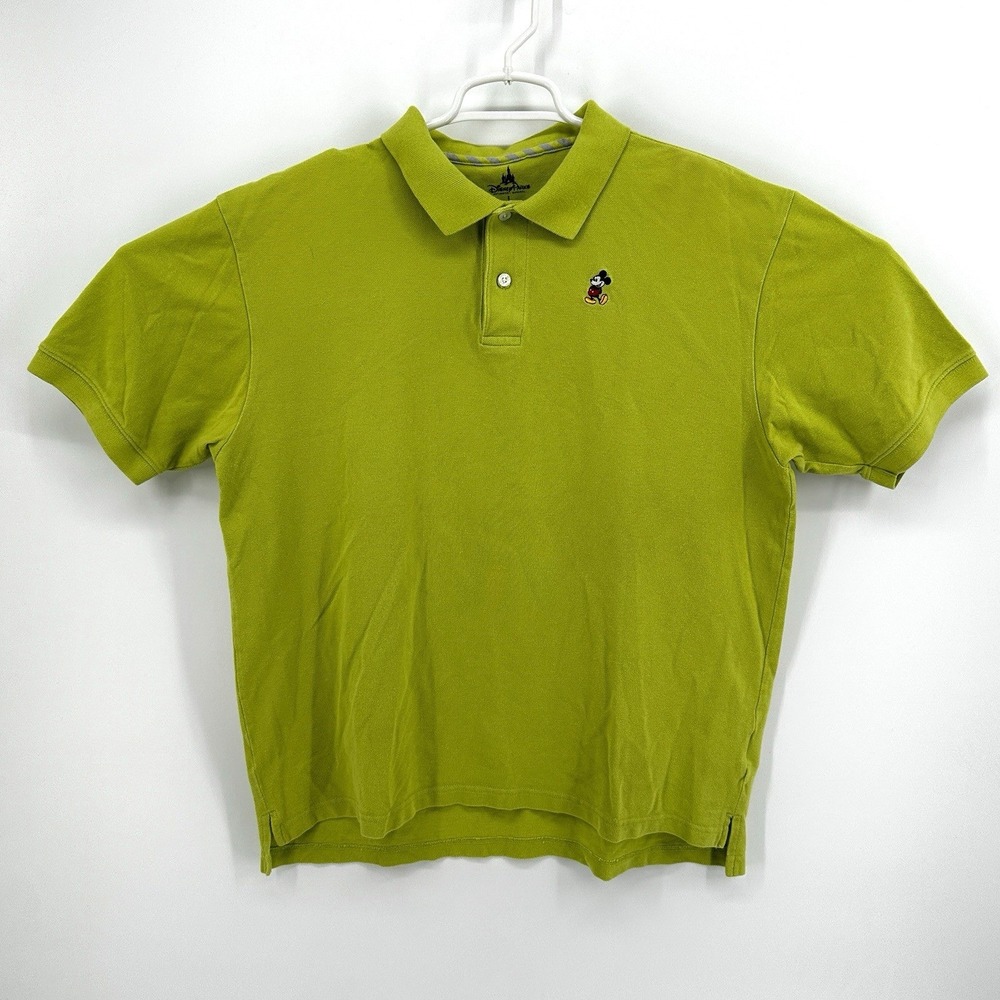 Walt Disney Shirt Mens L Mickey Mouse Polo Green Short Sleeve Golf Vacation